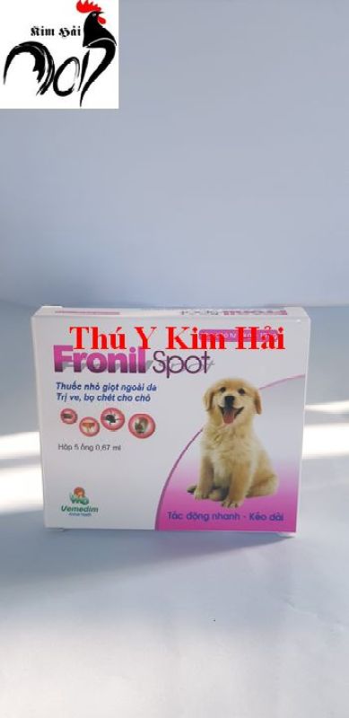 FRONIL SPOT-1 HỘP 5 ỐNG 0,67ML-NHỎ GÁY T.R.Ị VE,RẬN-DÙNG CHO MỌI LOẠI CHÓ TỪ 2-10KG.