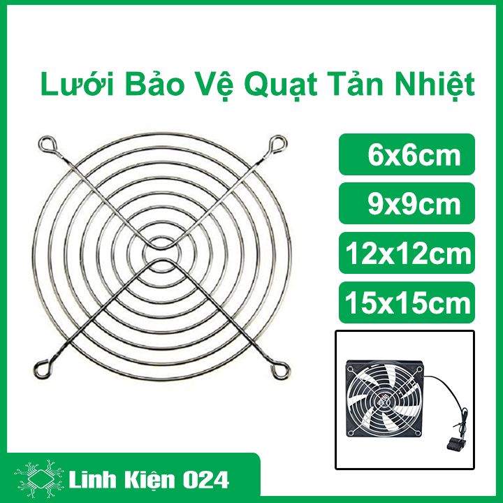 Lưới bảo vệ quạt tản nhiệt vuông kích thước 6x6cm / 9x9cm / 12x12cm / 15x15cm