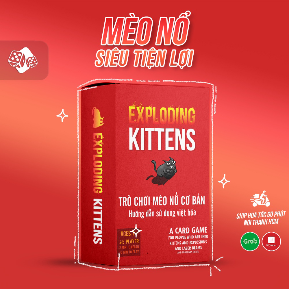 Combo Mèo Nổ Siêu Tiện Lợi - Full 6 Bản Mèo Nổ Mở Rộng (Tiếng Việt) - Exploding Kittens