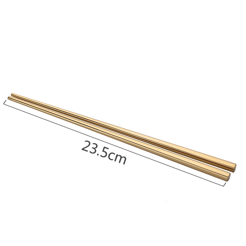 Sét 10 Đôi Đũa Inox #304 Cao Cấp Cán Vuông Trơn [ Mạ Vàng  ]