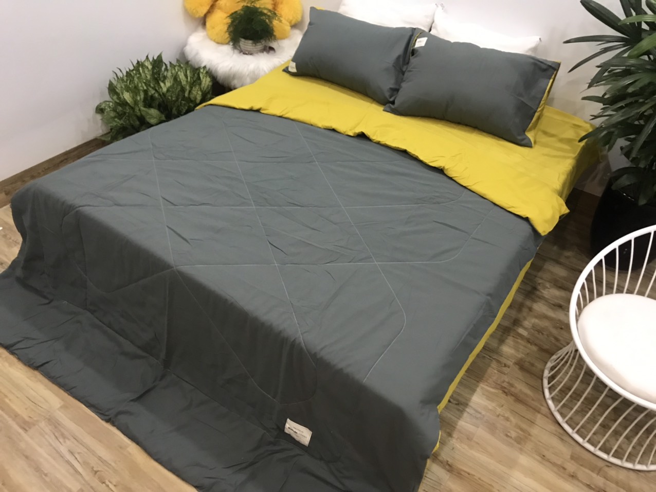 Bộ Chăn Ga Gối Cotton TiCi ( gồm 1 chăn hè đã chần bông, 1 ga và 2 vỏ gôi nằm )