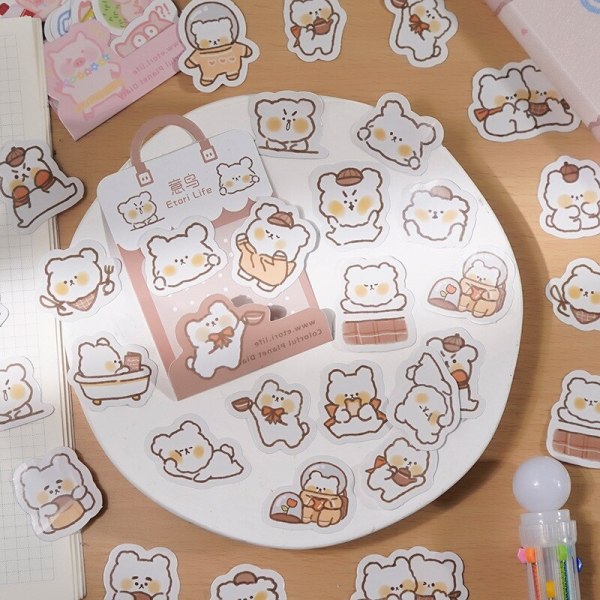 Túi 40 sticker hình dán gấu nâu dễ thương