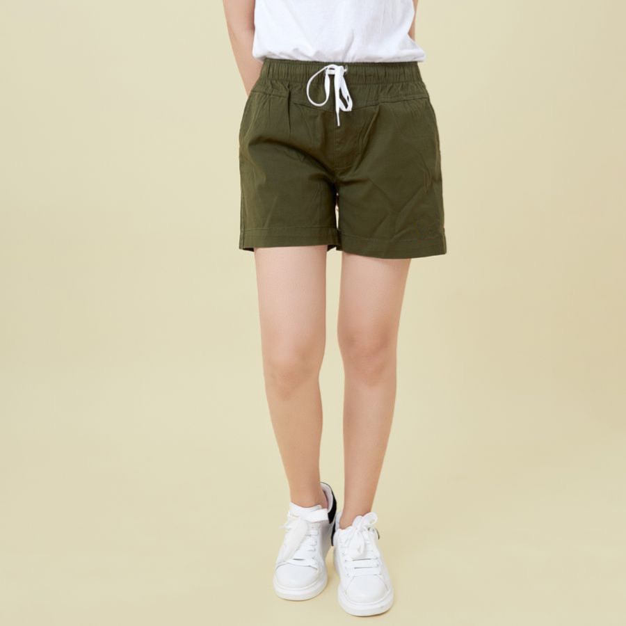 Quần Sọt Kaki Nữ Lưng Thun Màu Hồng Đậm