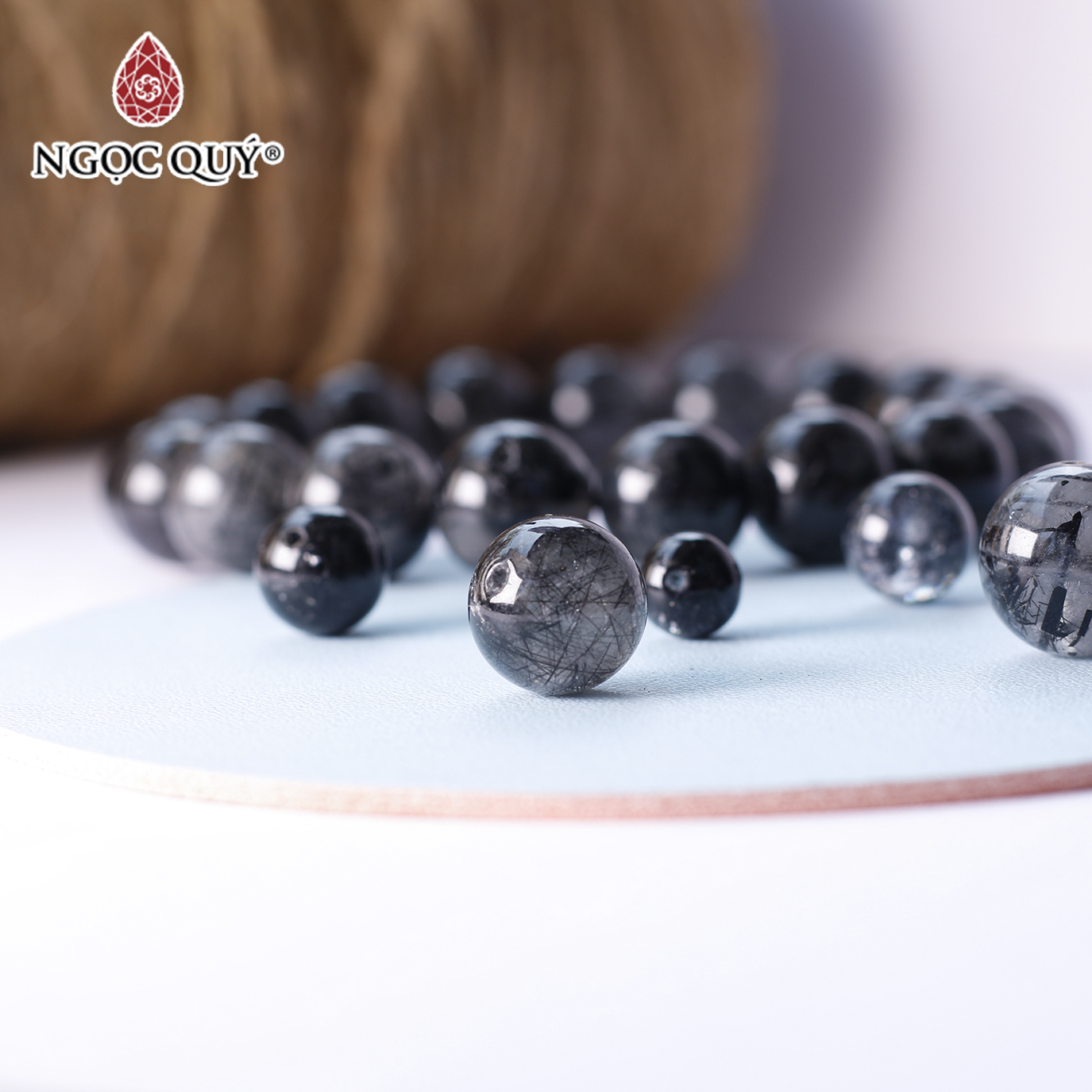 [HCM]Hạt lẻ đá thạch anh tóc đen mệnh thủy mộc - Ngọc Quý Gemstones