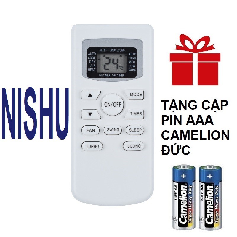 Remote điều khiển máy lạnh, máy điều hòa nishu mẫu 2
