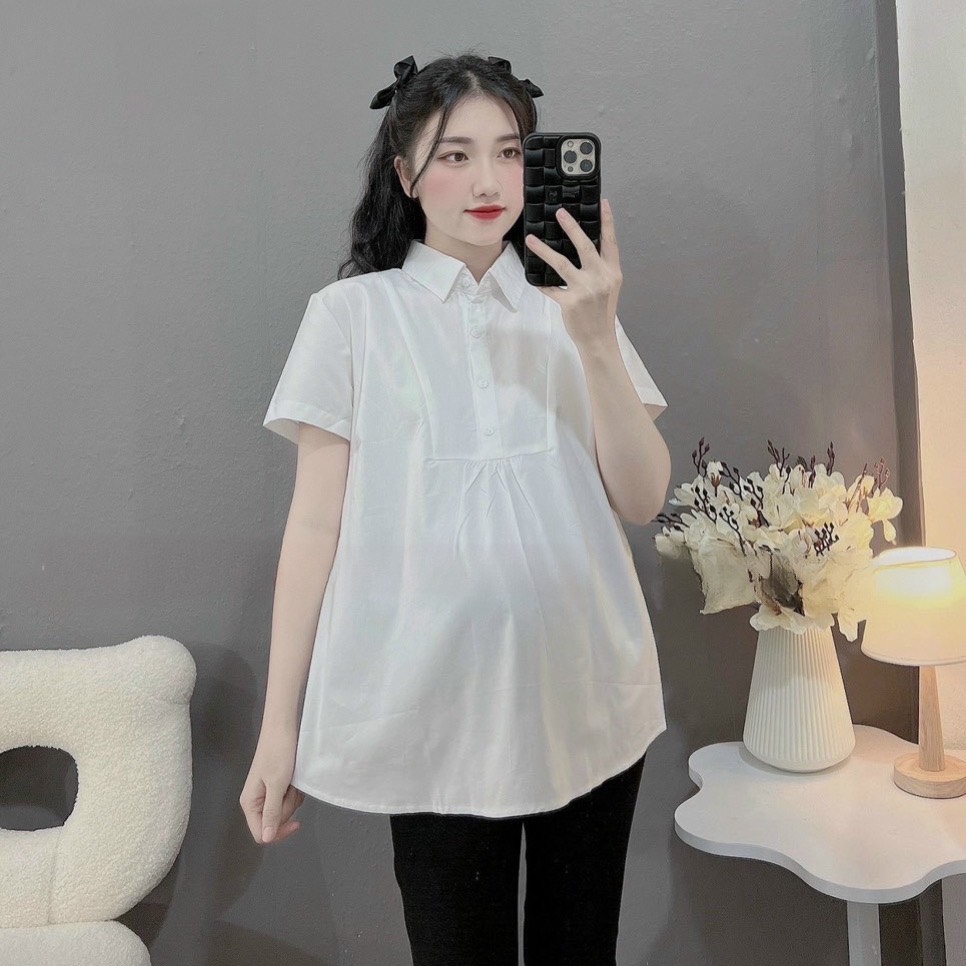 Áo bầu sơ mi trắng công sở a093