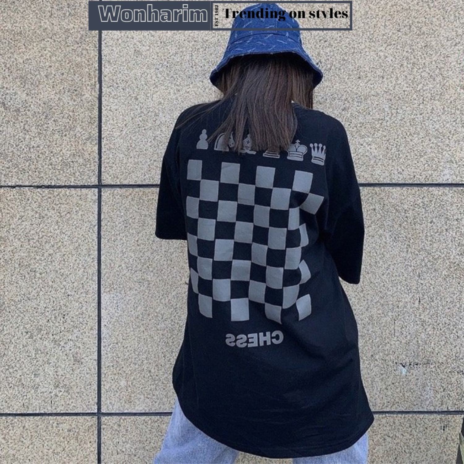 Áo thun tay lỡ bàn cờ vua wonharim - áo thun nam nữ unisex hot hit