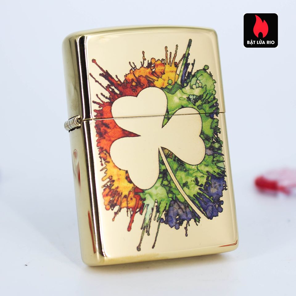 Bật lửa Zippo 49125 – Zippo Graffiti Clover Design High Polish Brass