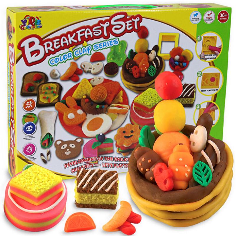 Do choi dat set co khuon lam bua sang, bo do choi dat nan co khuon, Đồ chơi đất nặn nhiều màu có khuôn