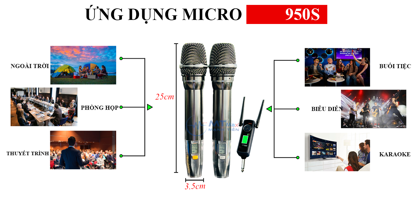 [ Hàng Xịn Giảm 30% ] Micro Cao Cấp 950S - Micro Karaoke Không Dây Đa Năng Sử Dụng Cho Tất Loại Loa Kéo, Vang, Amply Thiết Kế Mới Lạ Siêu Đẹp Bắt Sóng Xa Đến 100M Bảo Hành 12 Tháng