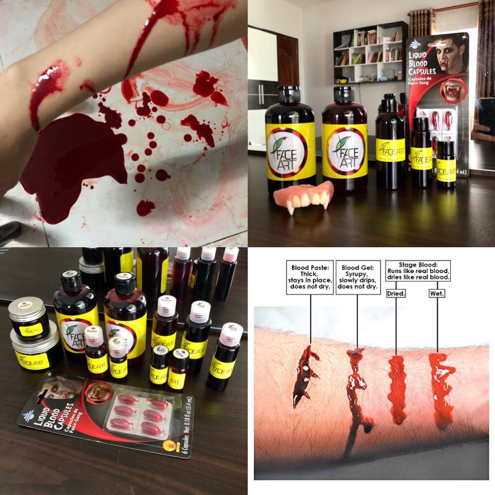 Máu giả hoá trang vết thương thương lỏng và đặc đầy đủ size 15ml/ 30ml/ 70ml/ 120ml/ 250ml  Đồ hoá trang vết thương HALLOWEEN - máu đỏ hoá trang vết thương - Máu HALLOWEEN - máu màu đỏ làm phim