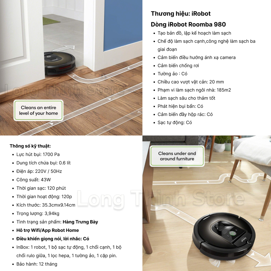 Original - Automatic robot vacuum cleaner iRobot Roomba 980