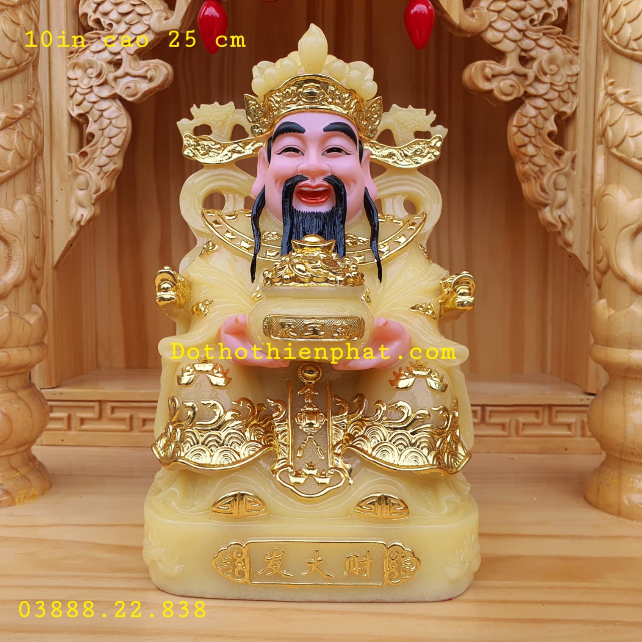 Ông thần tiền đá 10in cao 27 cm cao cấp