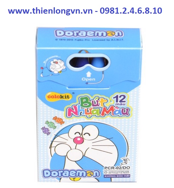 Bút nhựa 12 màu colokit doraemon thiên long - pcr-02/do