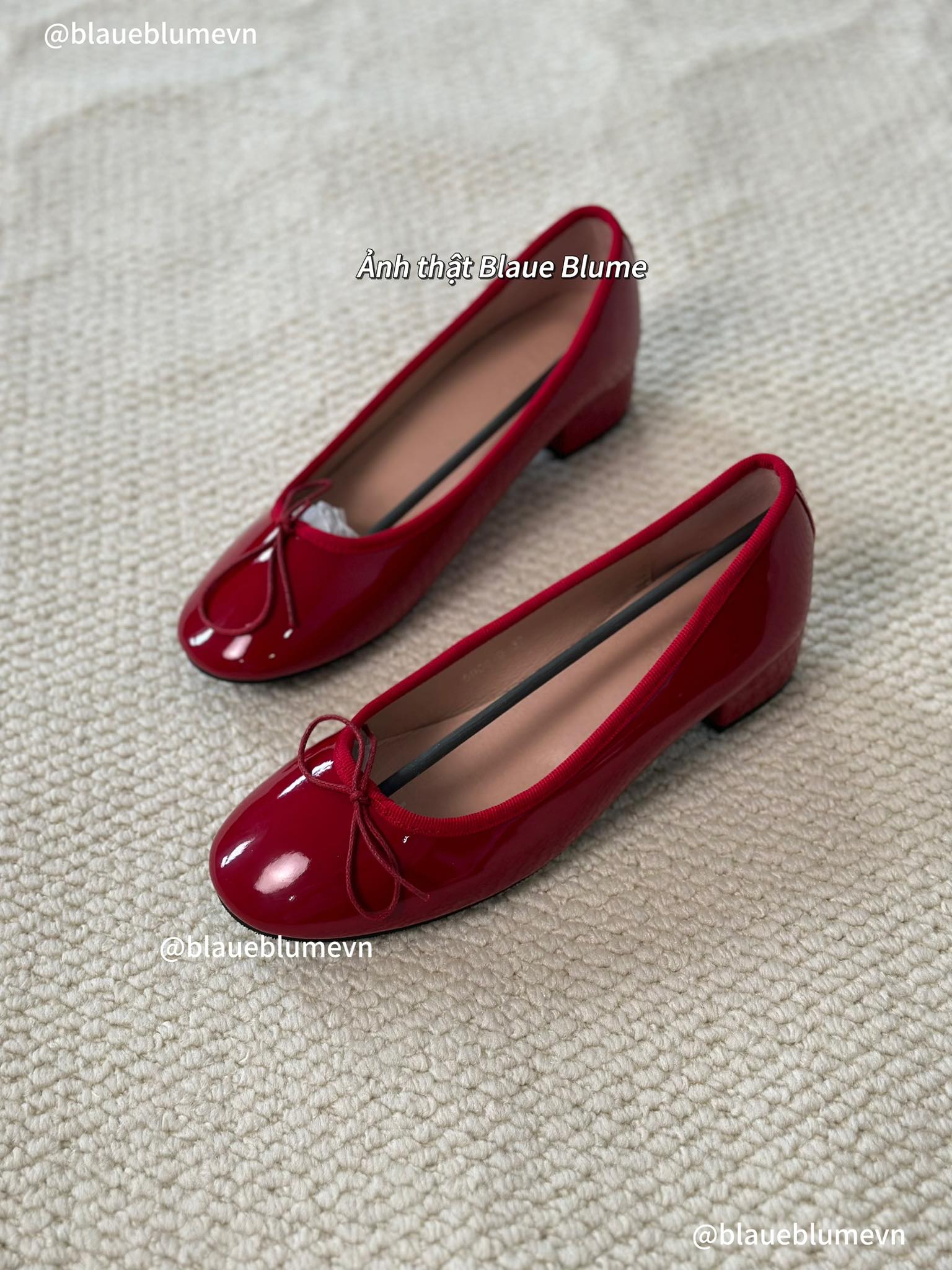 𝐁𝐥𝐚𝐮𝐞𝐁𝐥𝐮𝐦𝐞🦋 [form nhỏ tăng 1 size] 🍒 Cherry Ballet Pump gót 2.5cm🍒 Giày Ly Phạm có gót