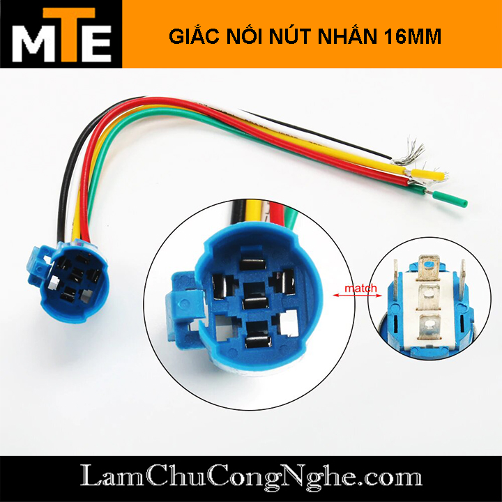 Nút nhấn nhả chống nước có led 16mm 3-6V