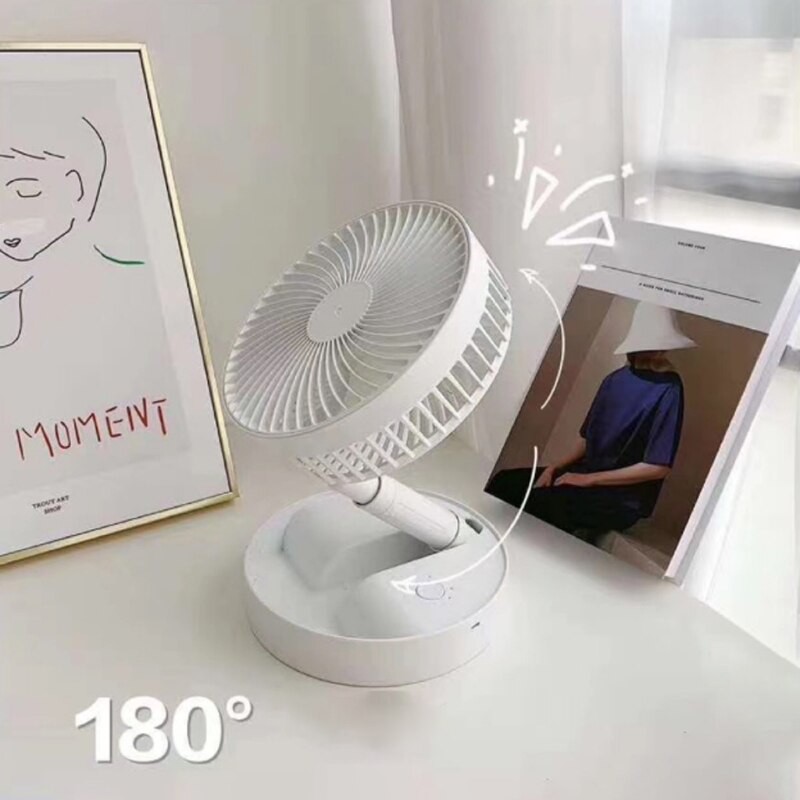 Máy quạt mini để bàn tích điện gấp gọn 3 cấp độ gió siêu mát, Quạt tích điện gấp gọn để bàn sạc điện kèm giá đỡ điện thoại đa năng - BUM STORE