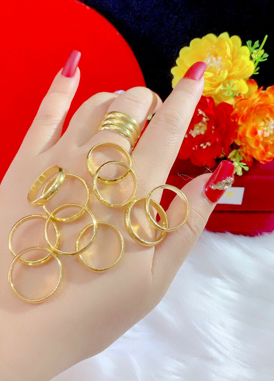 Nhẫn 1 chỉ cư.ới trơn khắc 9999 mạ 24k cao cấp p1128