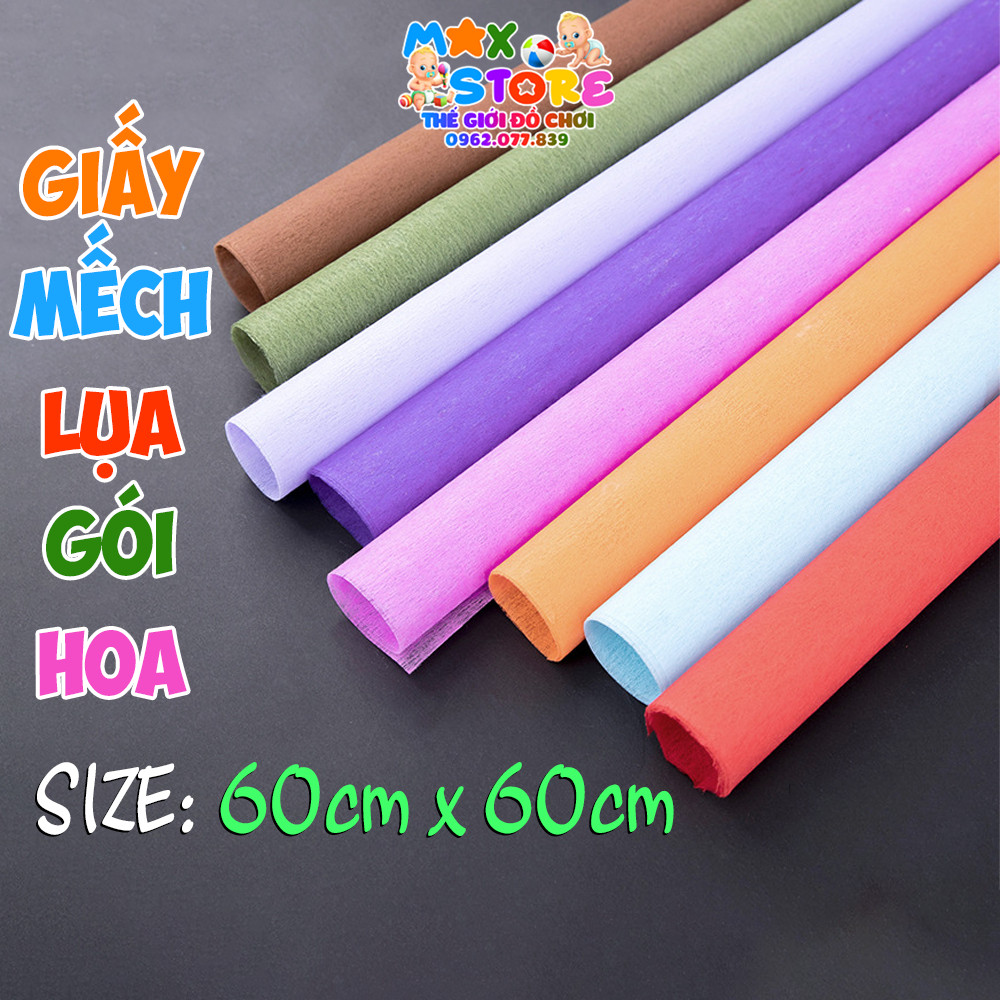 Giấy Mếch Lụa Gói Hoa Nhiều Màu Kích Thước 60*60cm