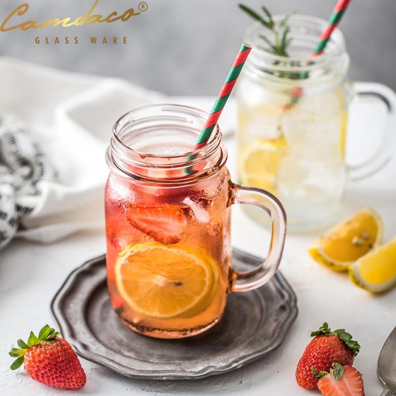 Ly Quai Thủy Tinh Uống Trà Sữa 450ml - Nắp Ngẫu Nhiên - Chất liệu thủy tinh cao cấp, trong suốt, thiết kế nắp đậy bằng nhôm