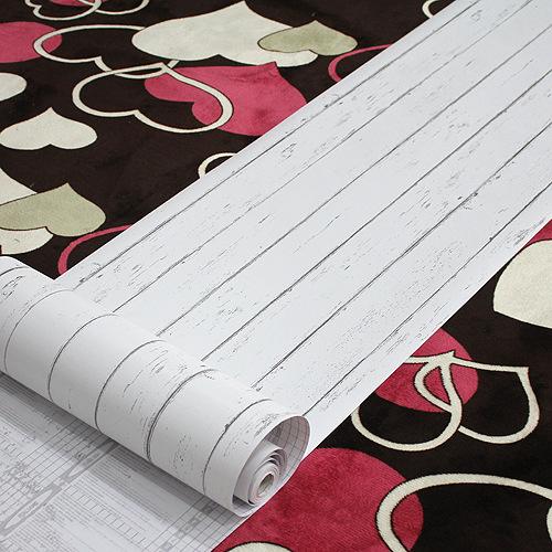 Cuộn 5m giấy dán tường ván sọc trắng khổ 45cm