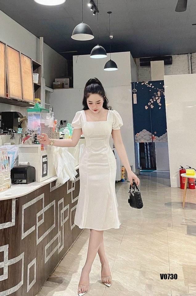 [ Voucher 59k Freeship Max toàn quốc ] Đầm Lụa Tiểu Thư Tay Phồng Có Mút Thanh Lịch