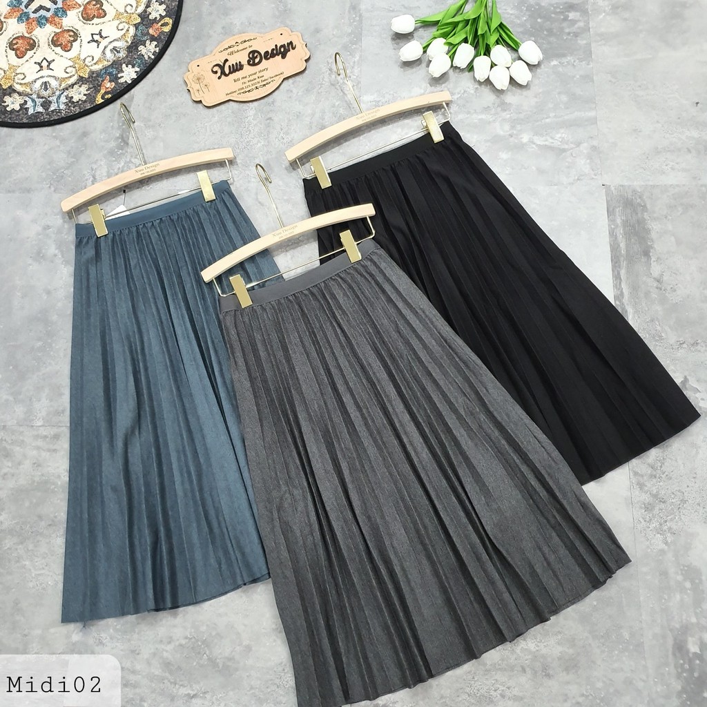 Chân váy xếp ly dáng dài ÁNH NHŨ (Hàng đẹp)