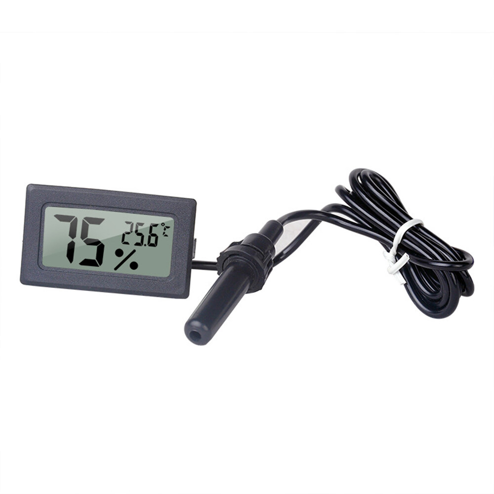 diymore slope FY-12 Embedded Electronic Hygrometer Mini Household Digital Hygrometer Thermometer Black Rectangular Thermometer Hygrometer Aquarium Temperature Humidity Meter with 1M Wire