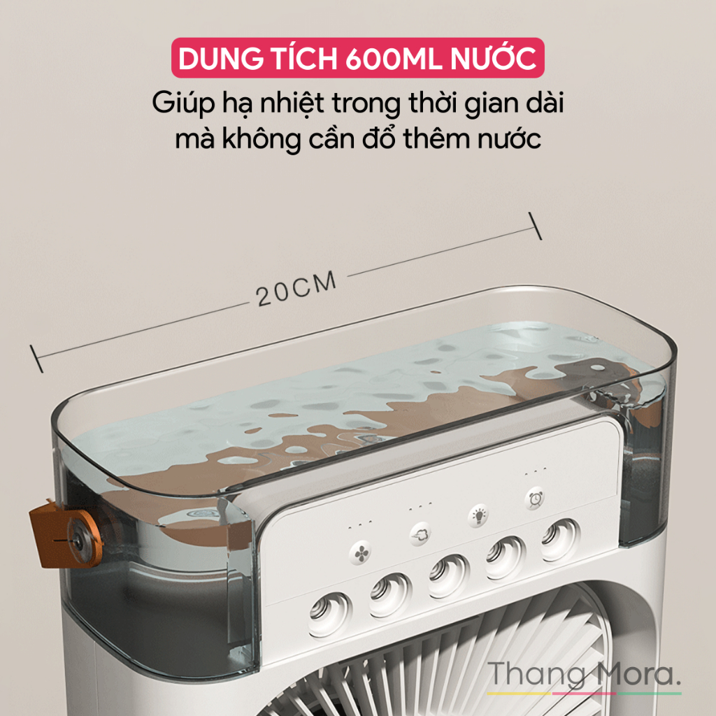 Quạt Phun Sương Mini Làm Mát Không Khí Tích Hợp Đèn Led Thông Minh, Quạt Hơi Nước Mini Điều Hòa Không Khí, Hẹn Giờ Tích Hợp Đèn Ngủ