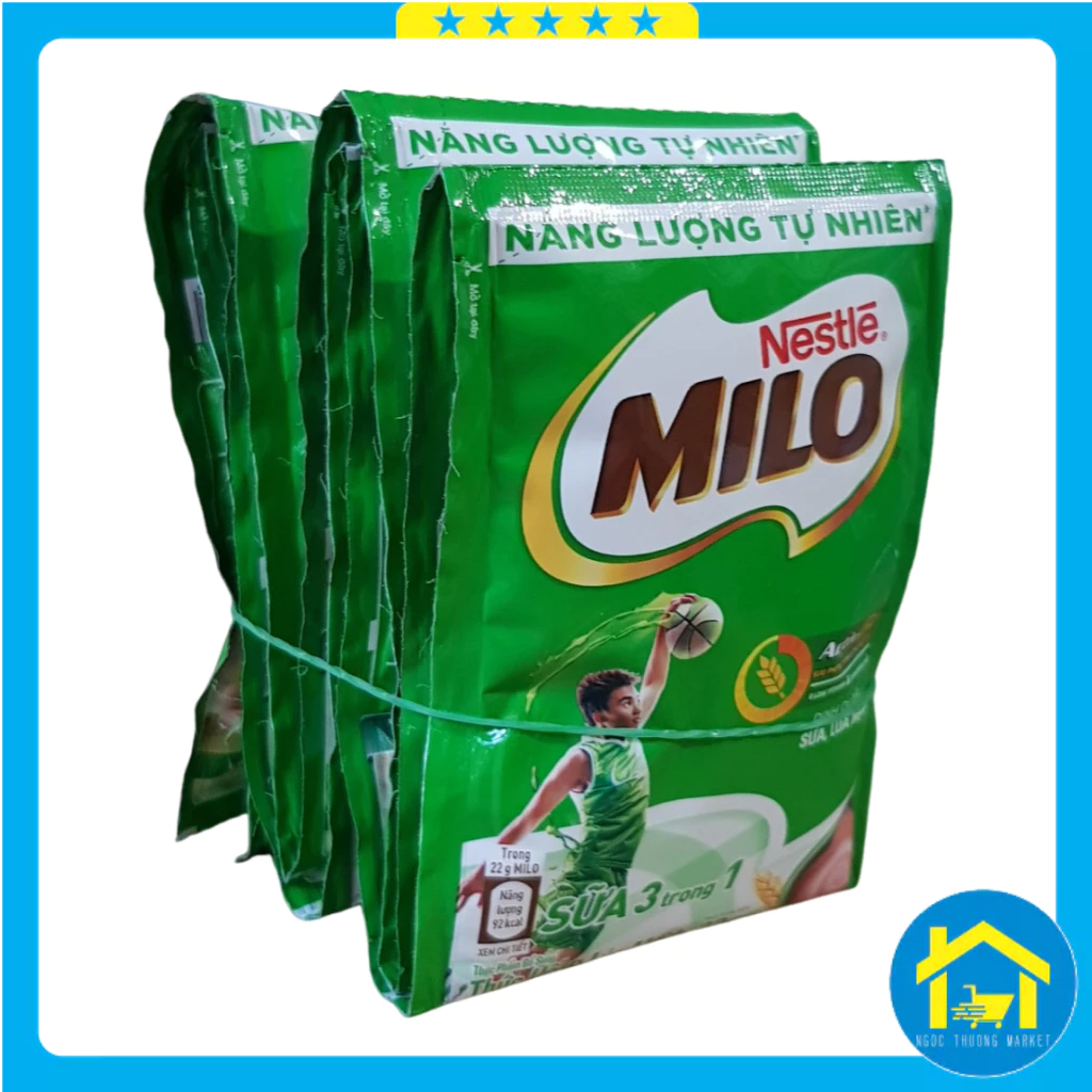 Nestle Milo - Sữa Milo dây 10 gói x 22g tăng cường sức khỏe milk với protomalt 2% & vitamin c bổ sung dưỡng chất