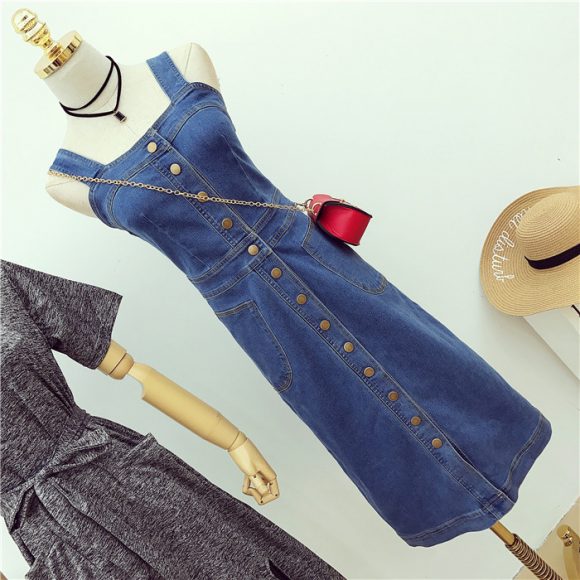 ĐẦM YẾM JEAN FORM DÀI  CÁ TÍNH D778