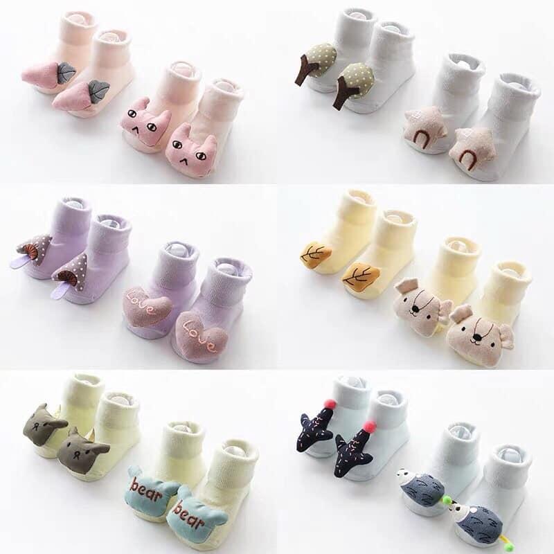 Vớ Cotton tất hình thú ngộ nghĩ Chống Trượt Xinh Xắn Dành Cho Bé 1-3 tuổi tất giữ ấm thời trang trẻ em mùa noel tết
