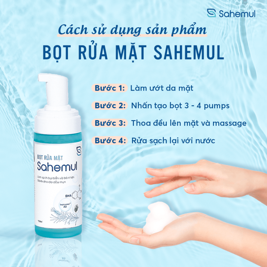 Kem ngừa mụn Sahemul - Bọt rửa mặt Sahemul 150ml [sahemun, sahemud, decumar]