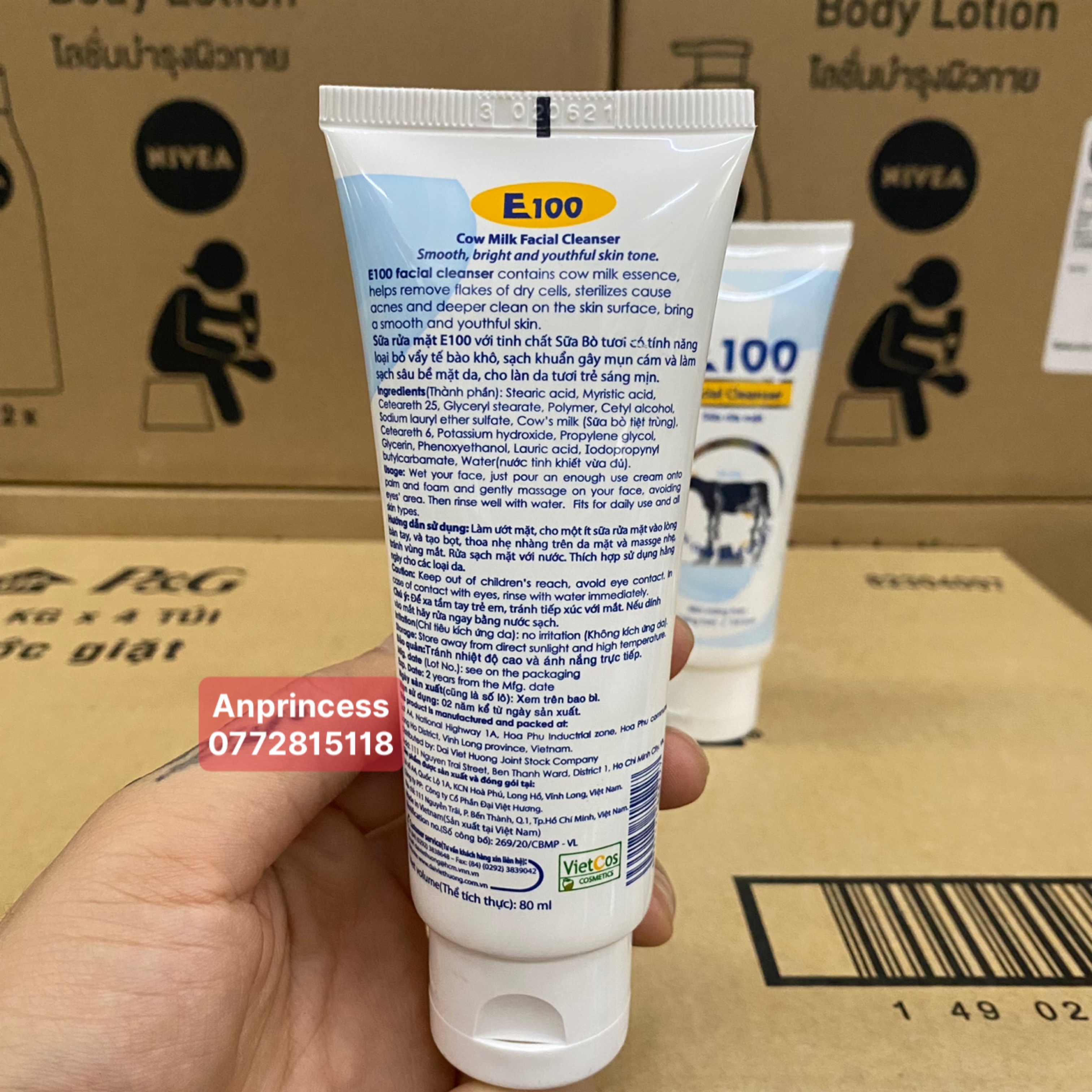 SỮA RỬA MẶT E100 CON BÒ 80ml