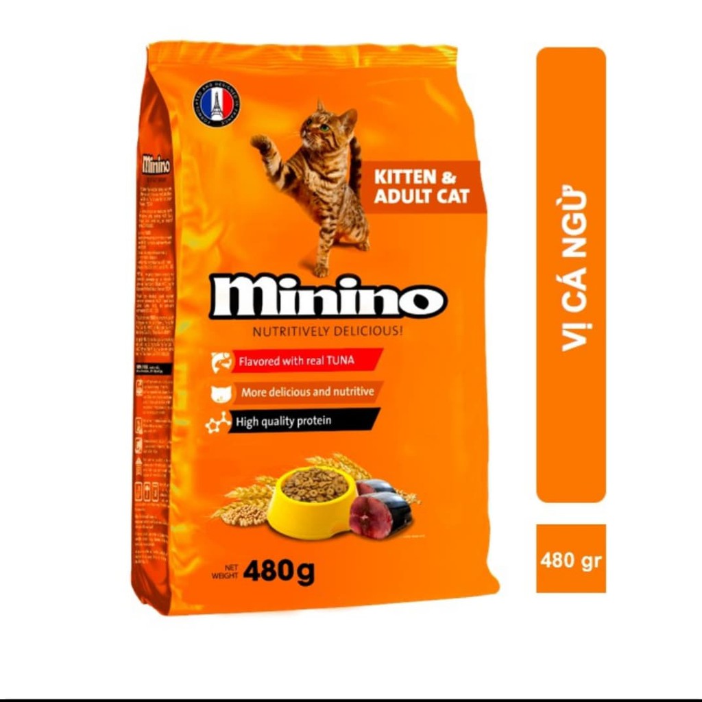 [Q12]Thức ăn hạt cho mèo Minino Tuna Flavored 480 gr