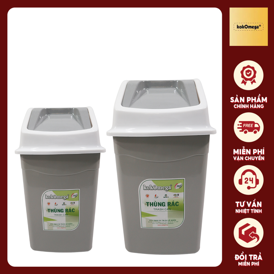 Combo Thùng Rác Nắp Lật kokOmega 18L và 12L