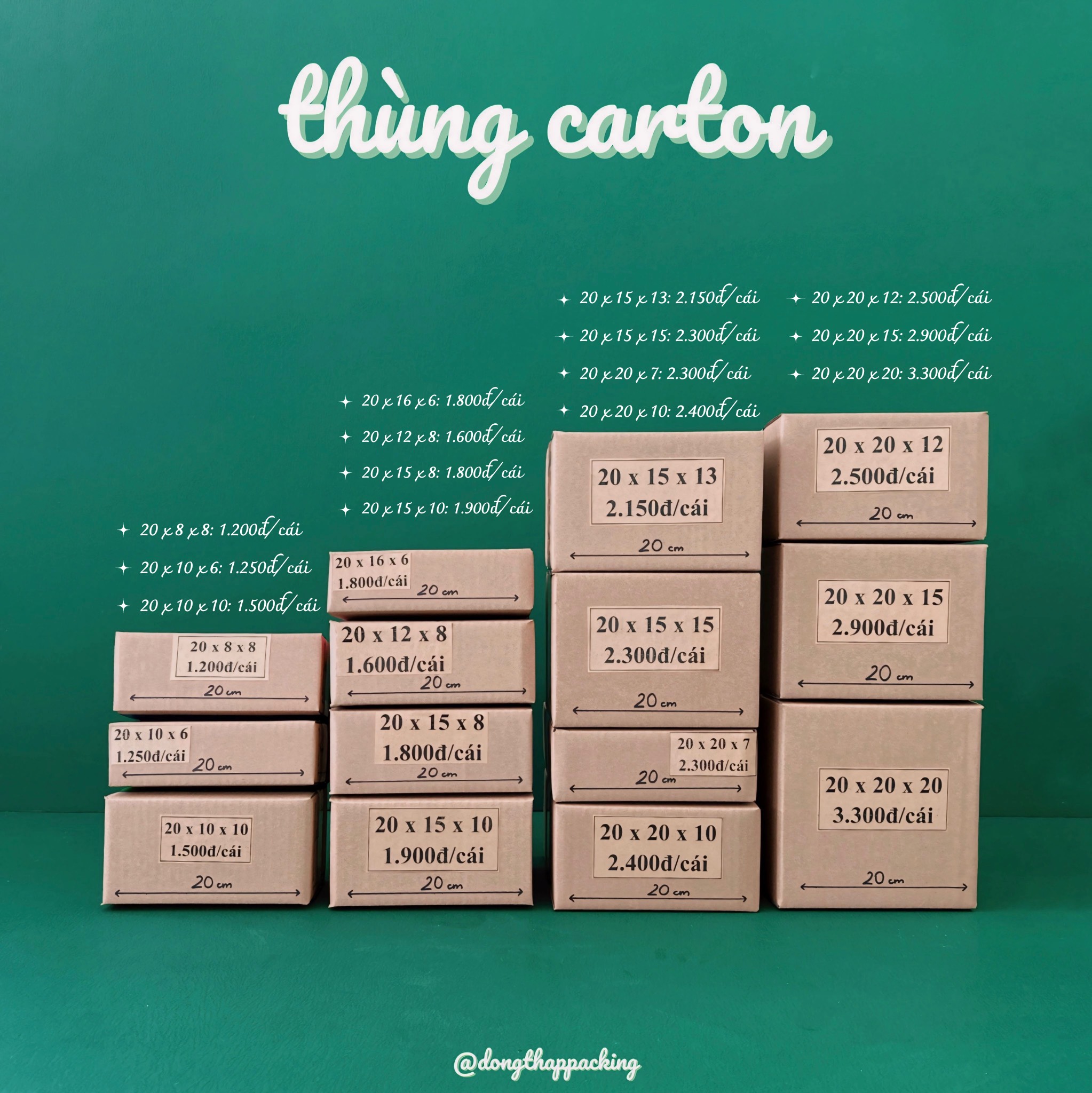 Kích thước 20x8x8 cm Combo 50 hộp carton đóng gói hàng hóa