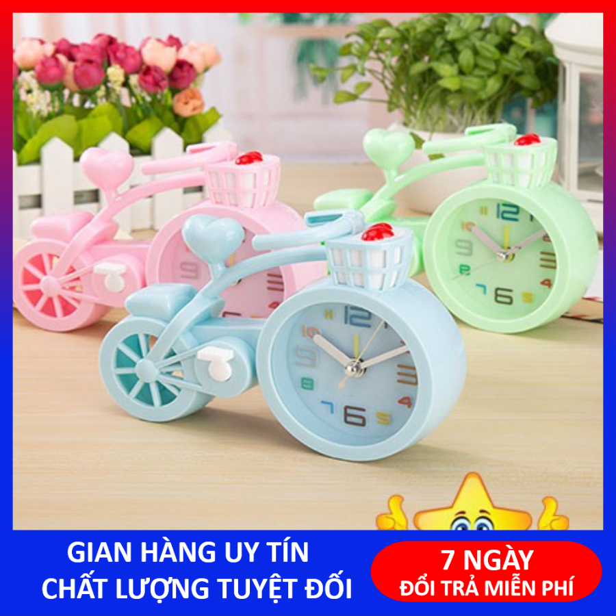 [Có Video Review] Đồng hồ báo thức để bàn hình XE ĐẠP dễ thương