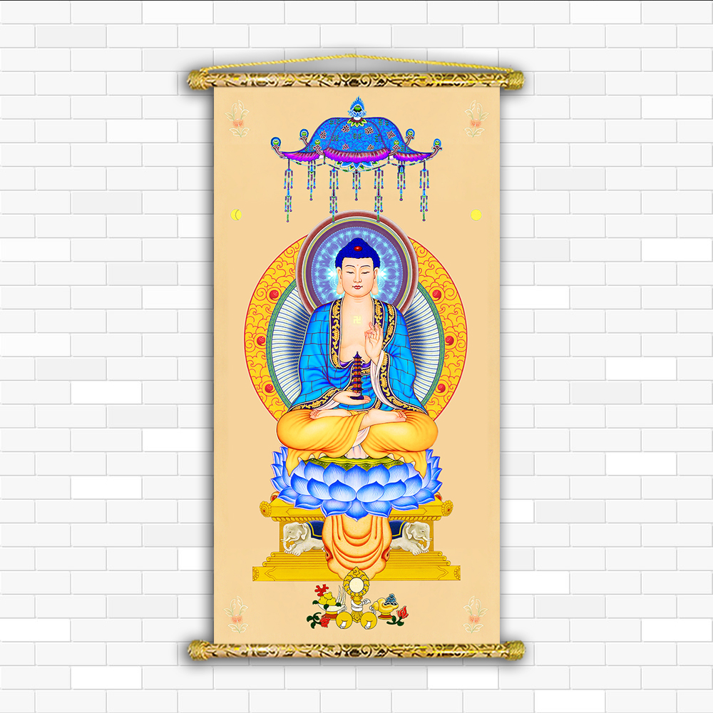 [HCM]Tranh Liễn Phật Giáo - Dược Sư Lưu Ly Quang Phật  KT 40x70 cm – Vải canvas cao cấp nẹp sáo gỗ tự nhiên nhiều mẫu thiết kế