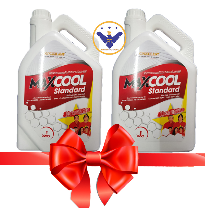 2 nước làm mát xe ô tô màu đỏ Maxcool Standard can 4L