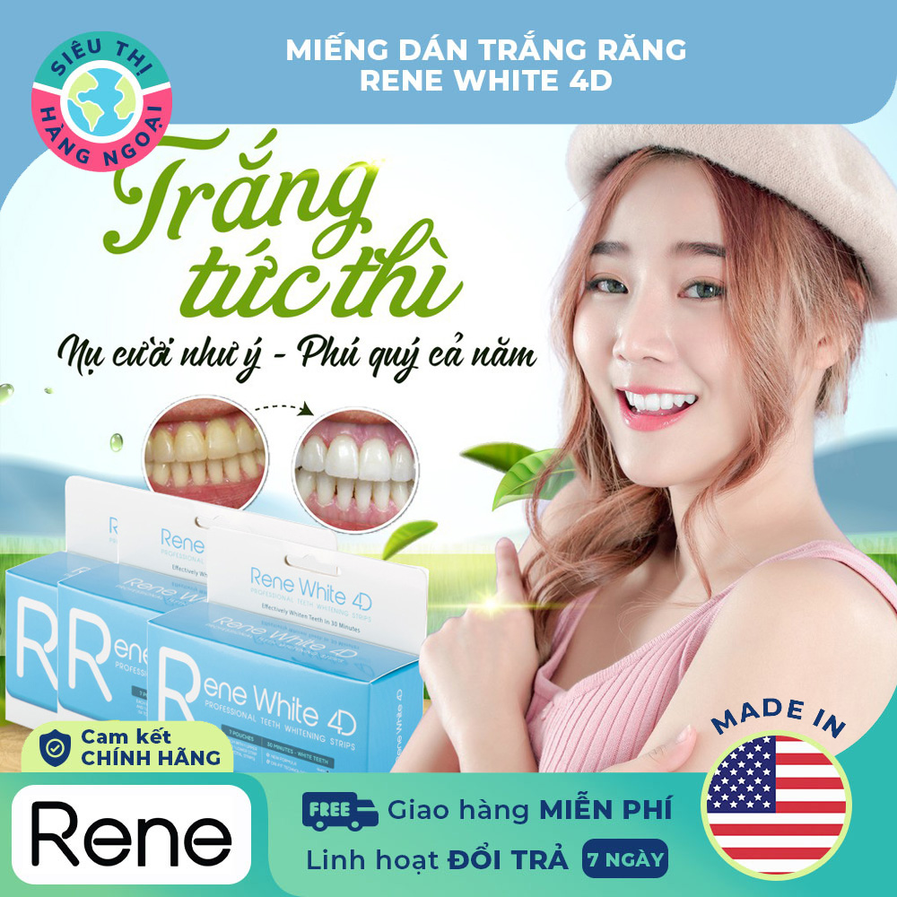 [HCM]Miếng dán trắng răng Rene White 4D Made in USA (được bán bởi Siêu Thị Hàng Ngoại)