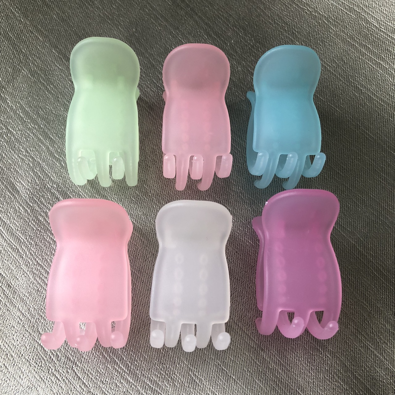 Set 6 kẹp tóc càng cua 5 răng nhựa nhám ĐẦU TRÒN màu pastel PHỤ KIỆN 68