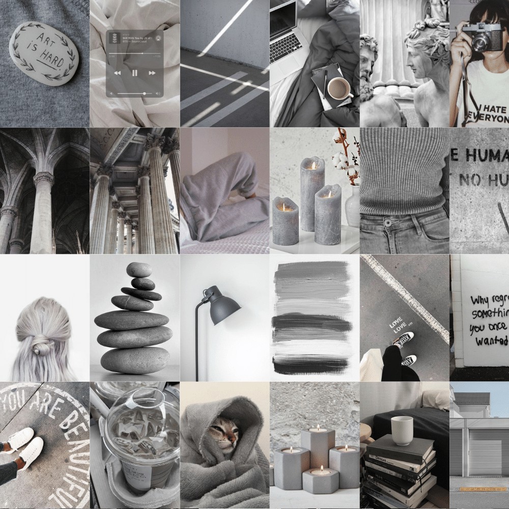 [HCM]Wall Collage dán tường trang trí decor phòng ngủ - theme Xám tro