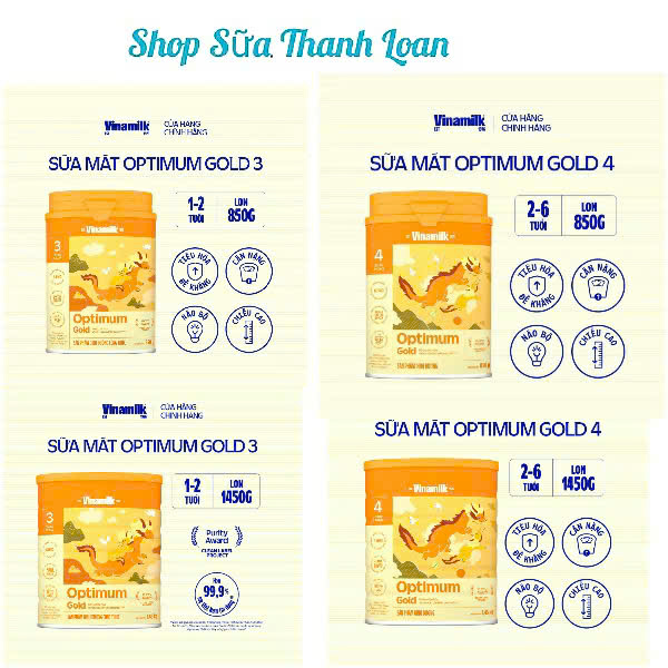 (HSD T5-2028) SỮA BỘT VINAMILK OPTIMUM GOLD 1/2/3/4 LON 400G/ 800G/ 1450G.