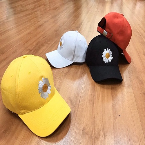 Mũ lưỡi trai thêu hoa hoa cúc, mũ nón thời trang nam nữ nhiều màu (ảnh thật shop chụp)