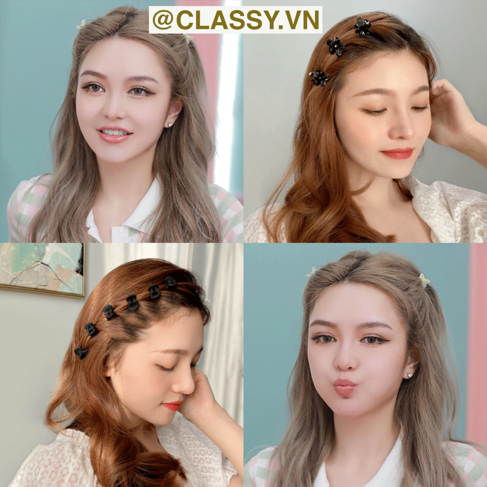 Classy Combo 10 kẹp càng cua, kẹp tóc nữ nhiều màu basic PK1628