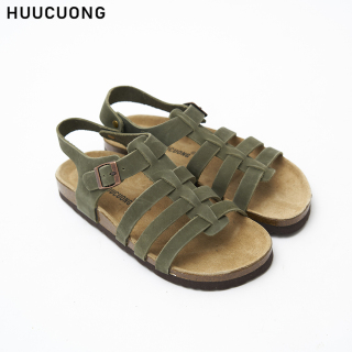 Giày Sandal Unisex HuuCuong chiến binh da bò rêu đế trấu handmade thumbnail