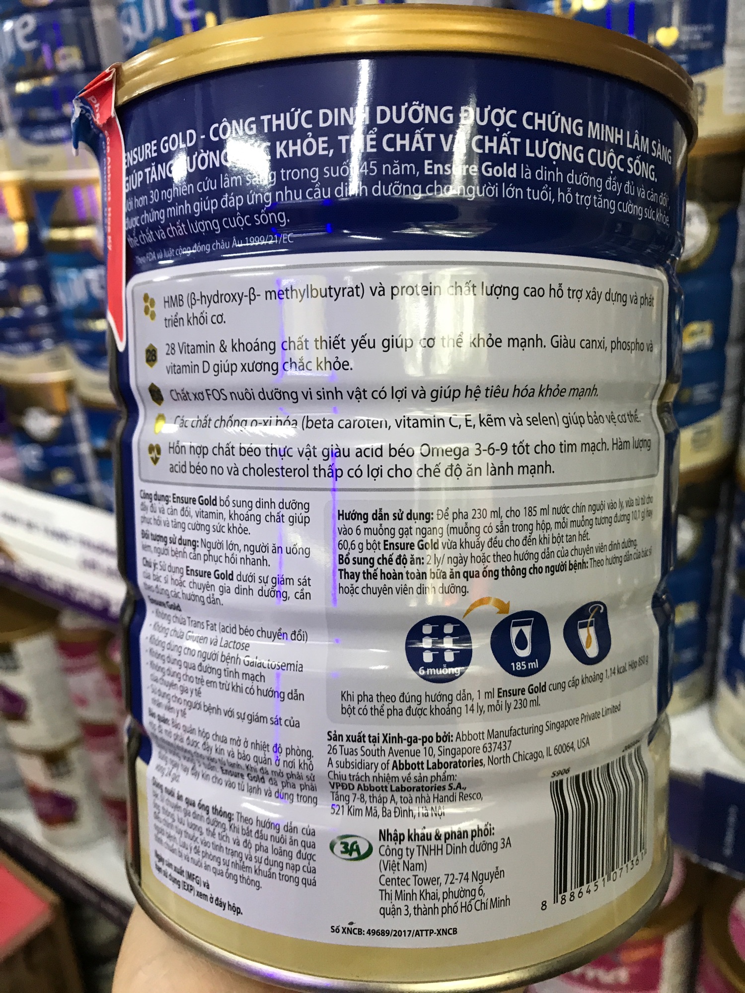Sữa bột Ensure gold 850g