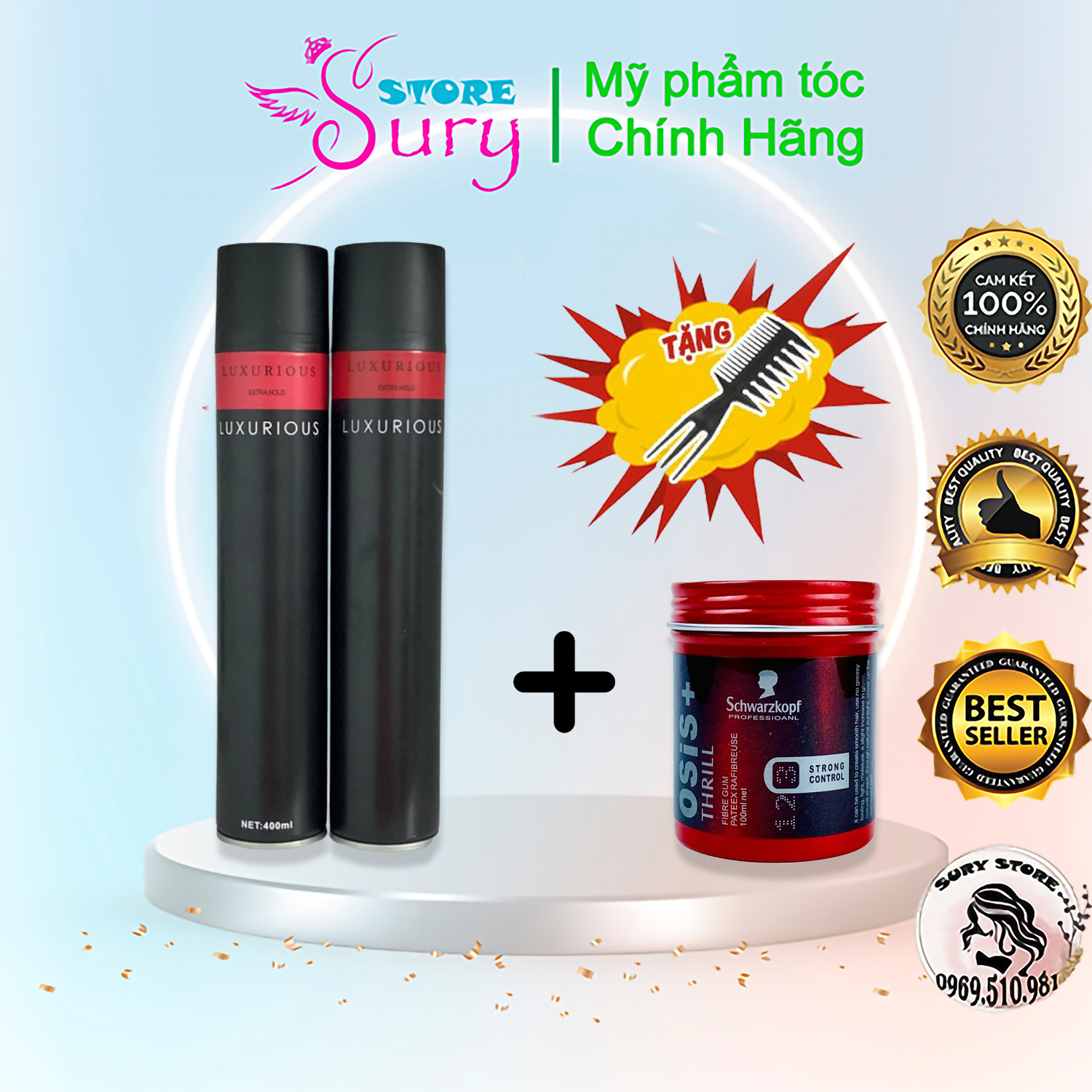 [HÀNG CHÍNH HÃNG]Combo Sáp vuốt tóc Osis 100g và Gôm Luxurious 320ml Surystore