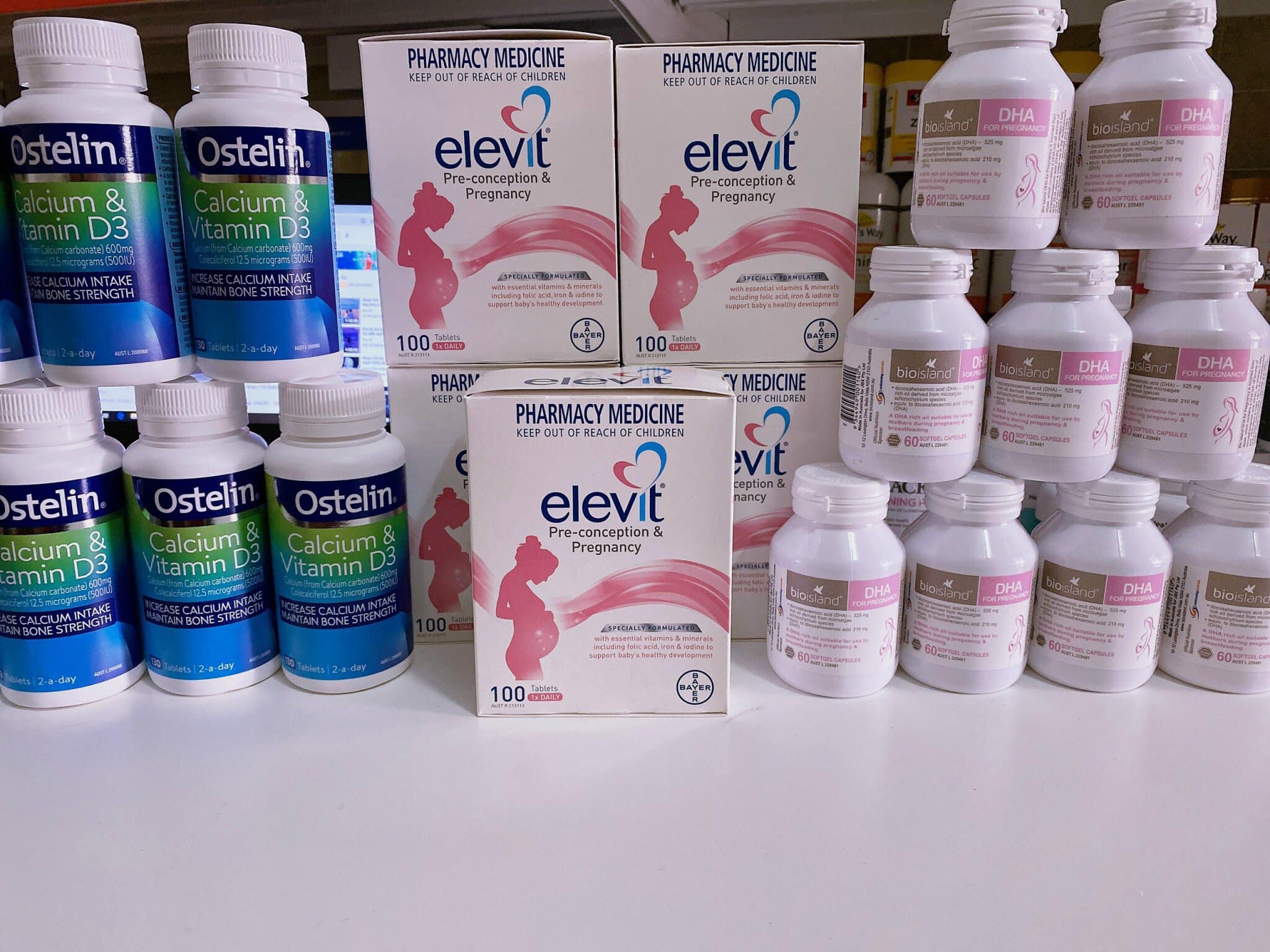 COMBO BẦU ÚC - Elevit bầu, DHA bầu (Date mới nhất) - Xuất xứ Úc
